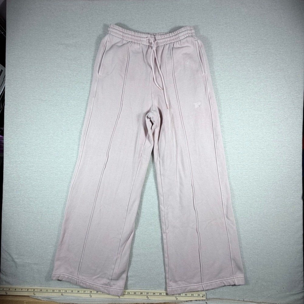 Victoria's Secret PINK Wide Leg Sweatpants Pink Seam Front Fleece Pants Medium